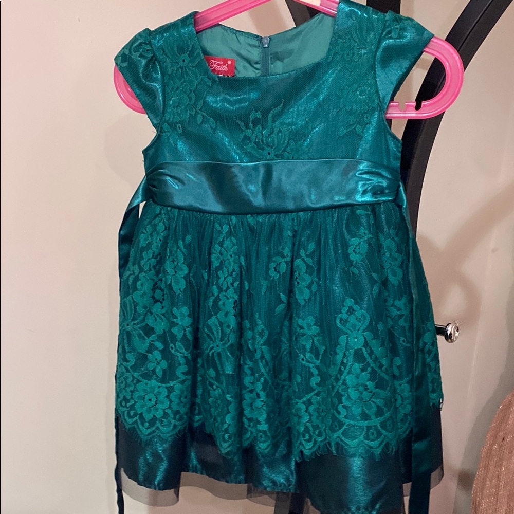 Girls' Teal Lace Party Dress